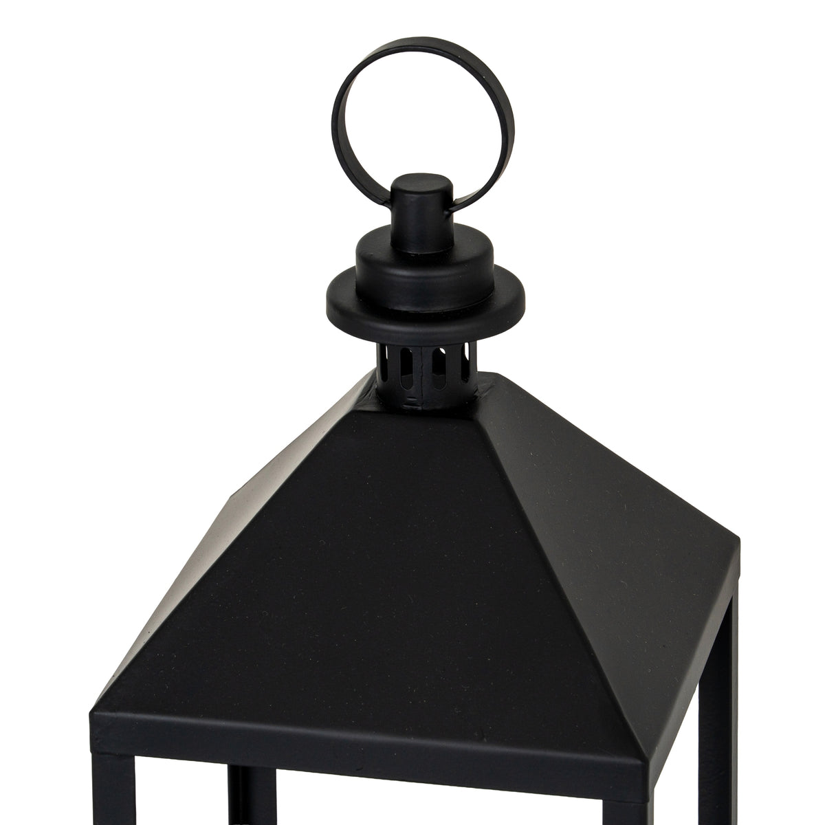 Astra Medium Lantern With Glass Candle Holder - BLACK