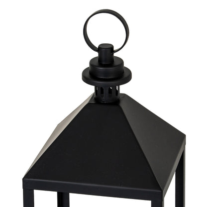 Astra Medium Lantern With Glass Candle Holder - BLACK