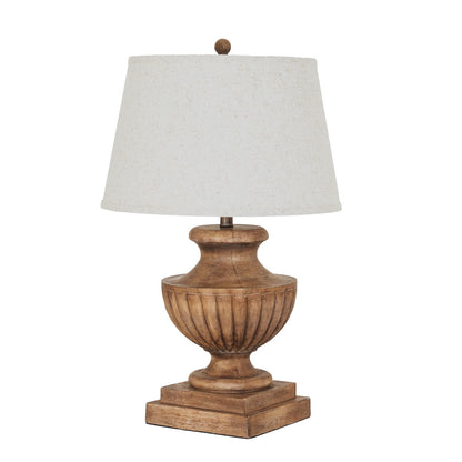 Marbelle Table Lamp With Edged Linen Shade - BROWN