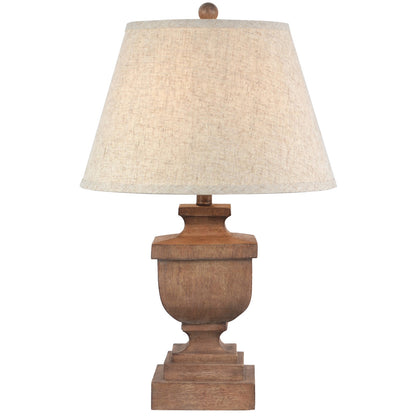 Ravelle Table Lamp With Edged Linen Shade - BROWN