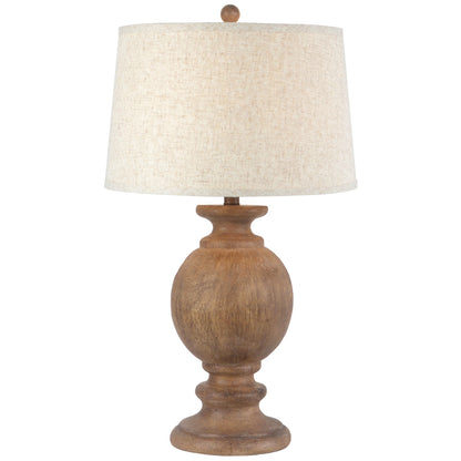 Clarion Table Lamp With Edged Linen Shade - BROWN