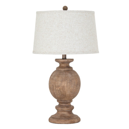 Clarion Table Lamp With Edged Linen Shade - BROWN