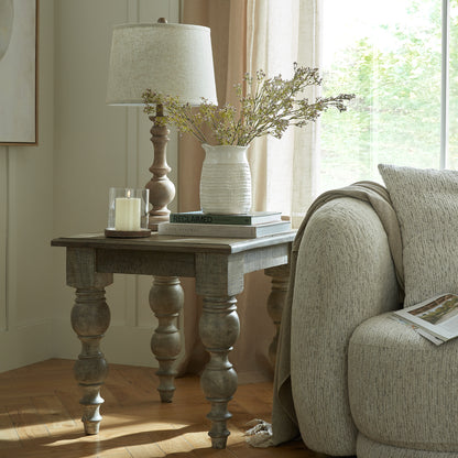 Seraphia Table Lamp With Edged Linen Shade - BROWN