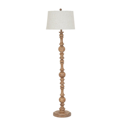 Seraphia Floor Lamp With Edged Linen Shade - BROWN
