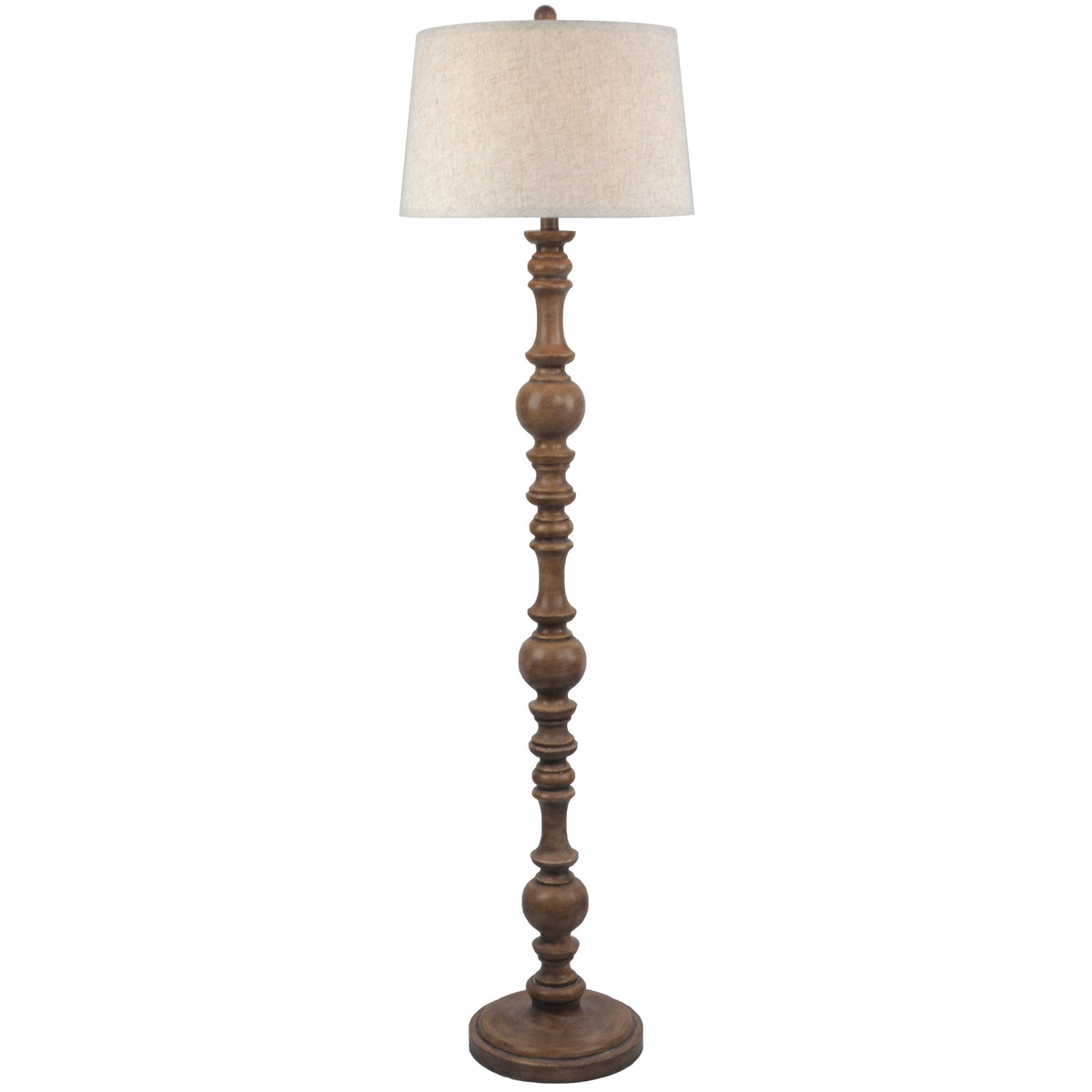 Seraphia Floor Lamp With Edged Linen Shade - BROWN