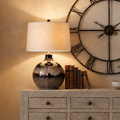 Sepia Shadows Table Lamp With Linen Shade - BROWN