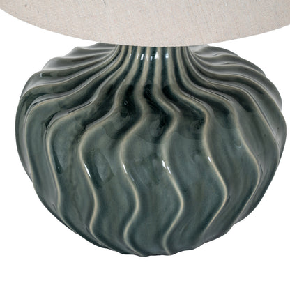 Veyla Ceramic Table Lamp With Linen Shade - BLACK