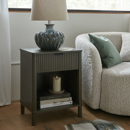 Veyla Ceramic Table Lamp With Linen Shade - BLACK