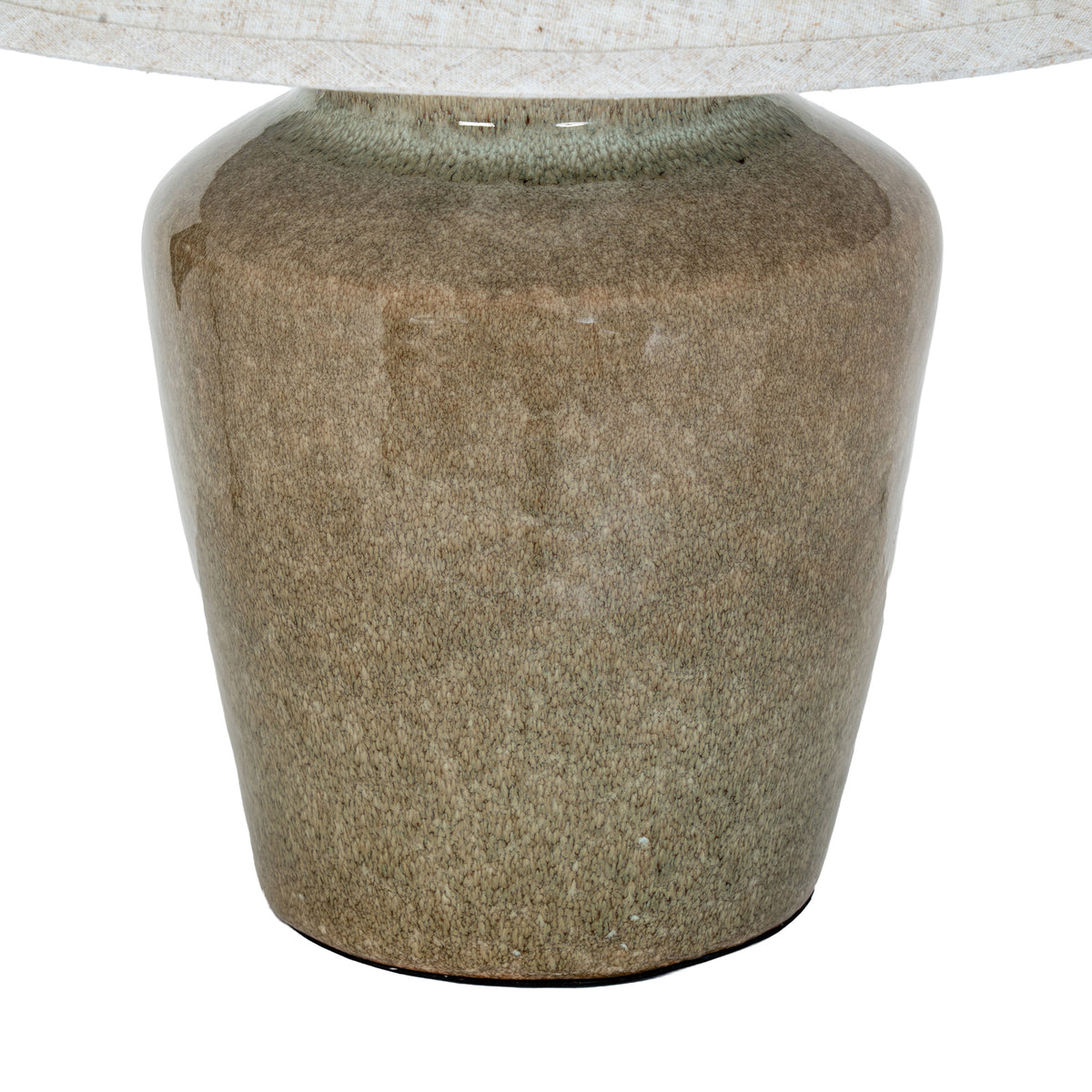 Mottura Ceramic Table Lamp With Edged Linen Shade - GREEN