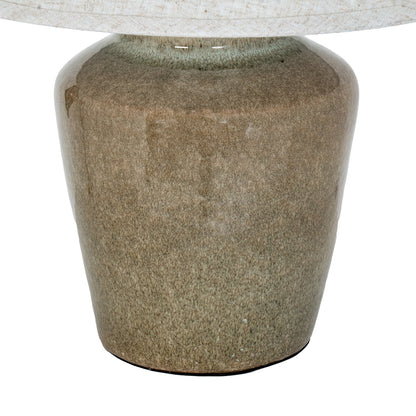Mottura Ceramic Table Lamp With Edged Linen Shade - GREEN