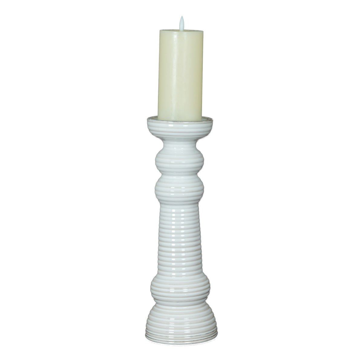 Sile Large Pillar Candle Holder - WHITE