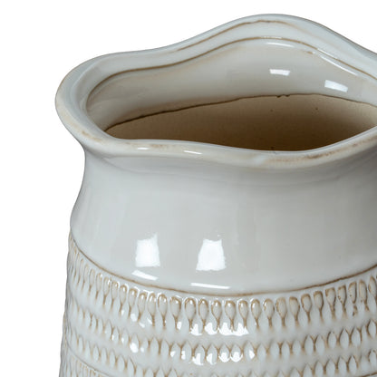 Tava Cylinder Hewn Vase - WHITE