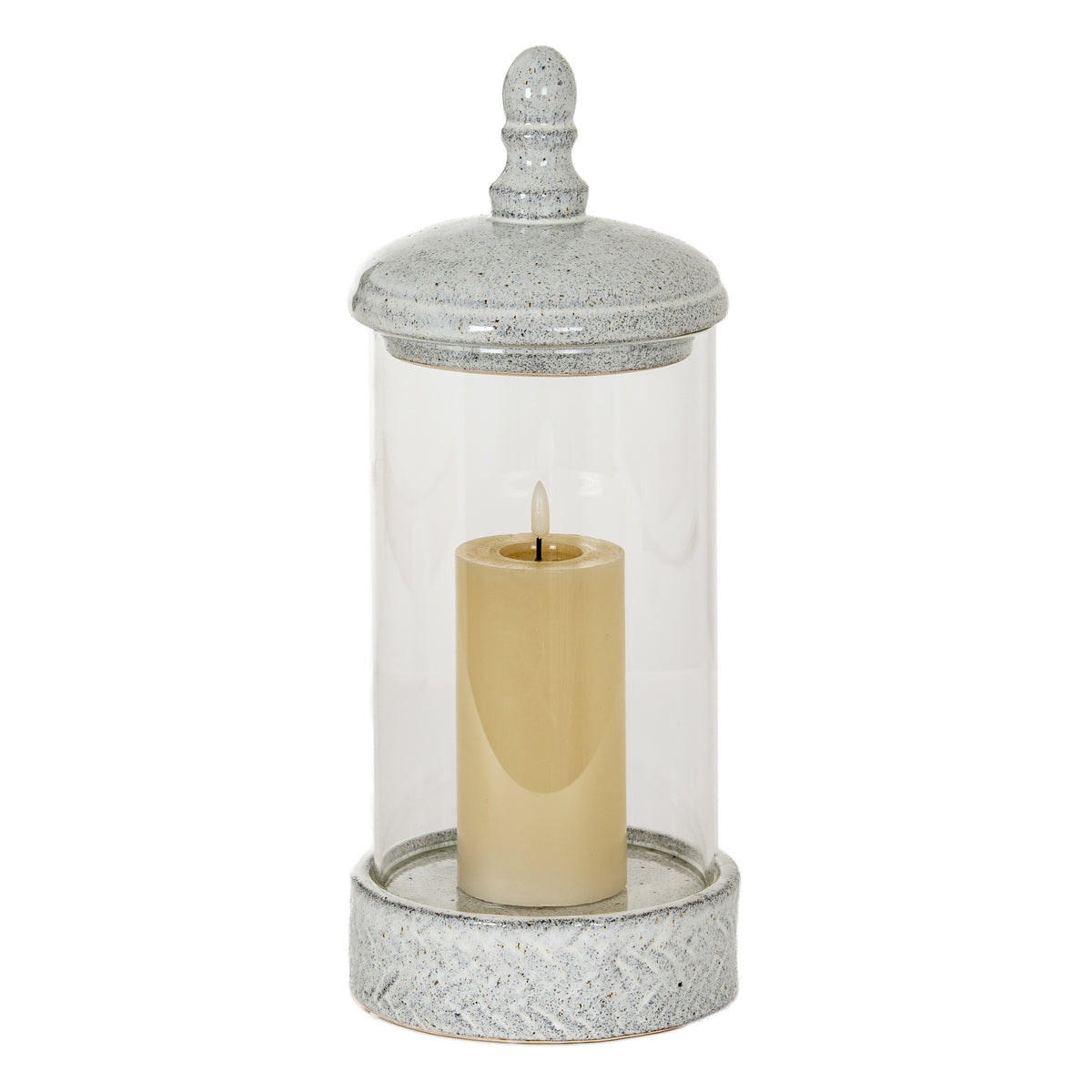 Sona Medium Hurricane Lantern With Lid - WHITE