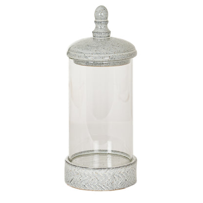 Sona Medium Hurricane Lantern With Lid - WHITE