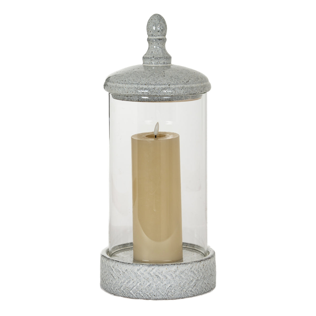 Sona Large Hurricane Lantern With Lid - WHITE