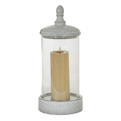 Sona Large Hurricane Lantern With Lid - WHITE