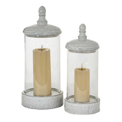 Sona Large Hurricane Lantern With Lid - WHITE
