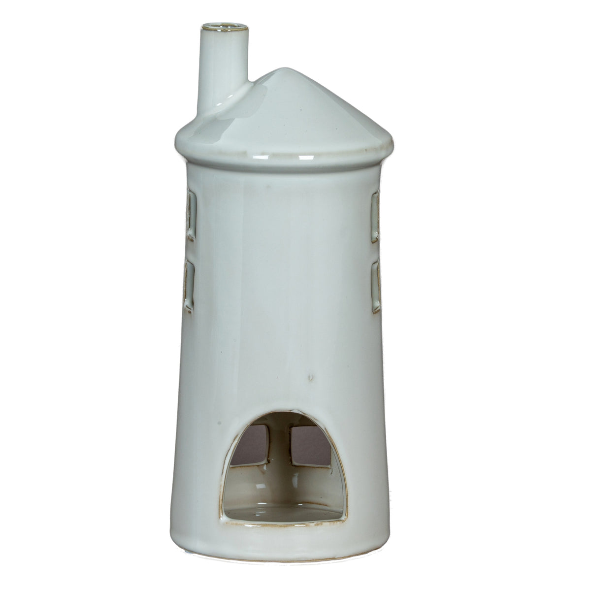Rhea Large Lighthouse Tealight Holder - WHITE