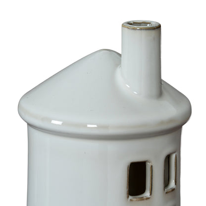 Rhea Large Lighthouse Tealight Holder - WHITE
