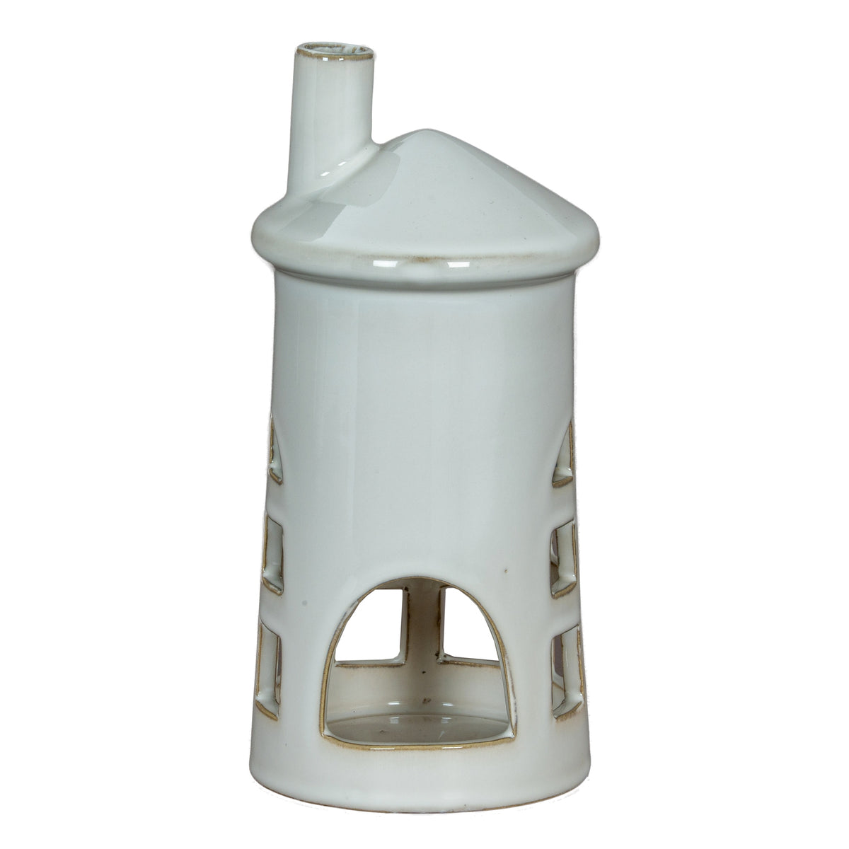 Rhea Medium Lighthouse Tealight Holder - WHITE