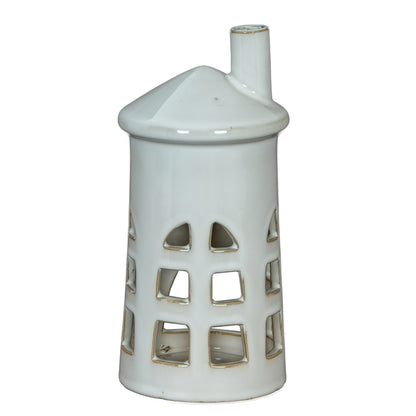Rhea Medium Lighthouse Tealight Holder - WHITE