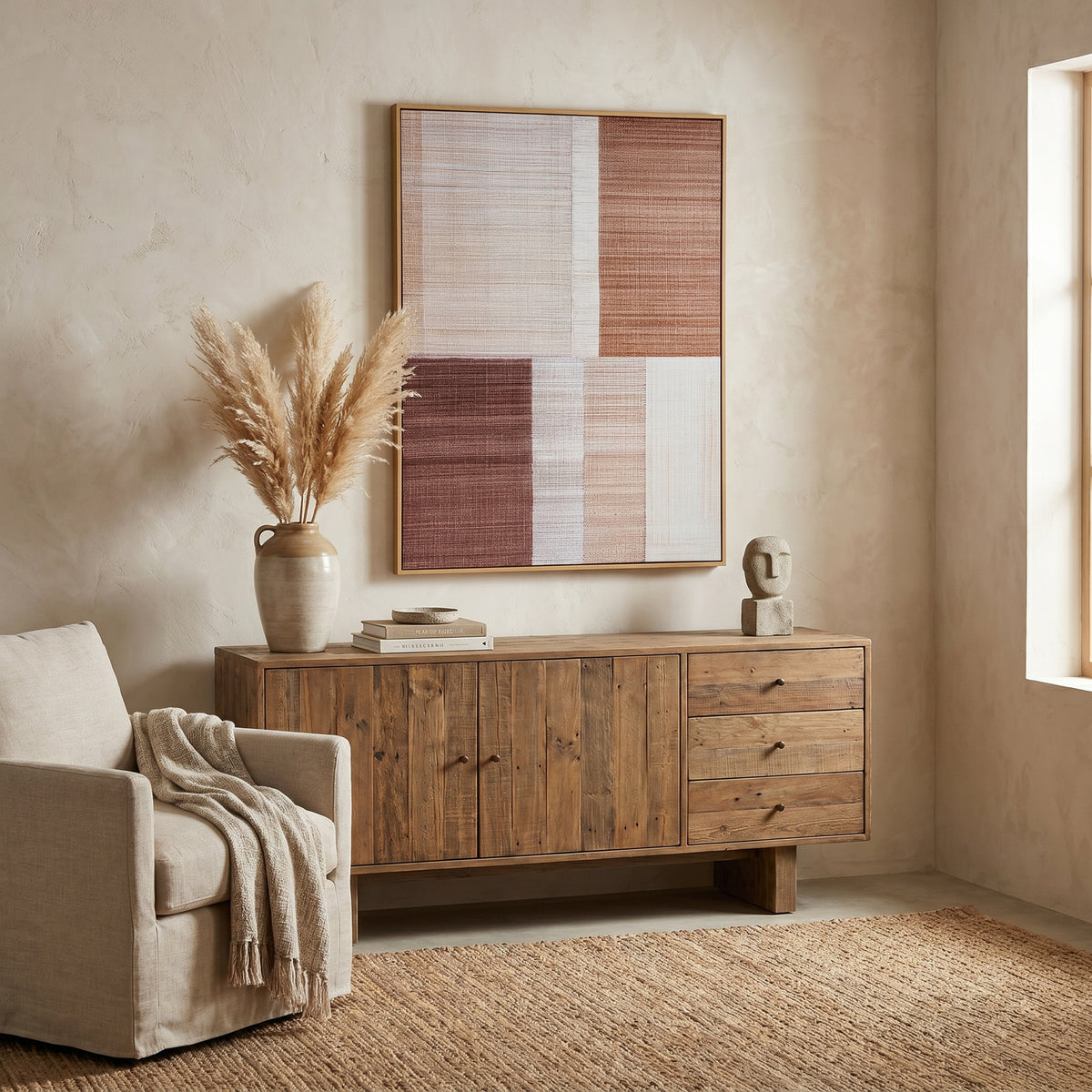 Umbora Hand Painted Canvas In Frame - MULTI-COLOURED