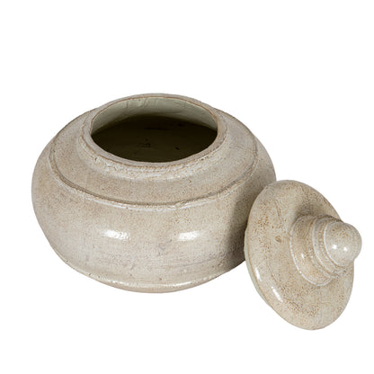 Tarn Collection Large Pot With Lid - WHITE