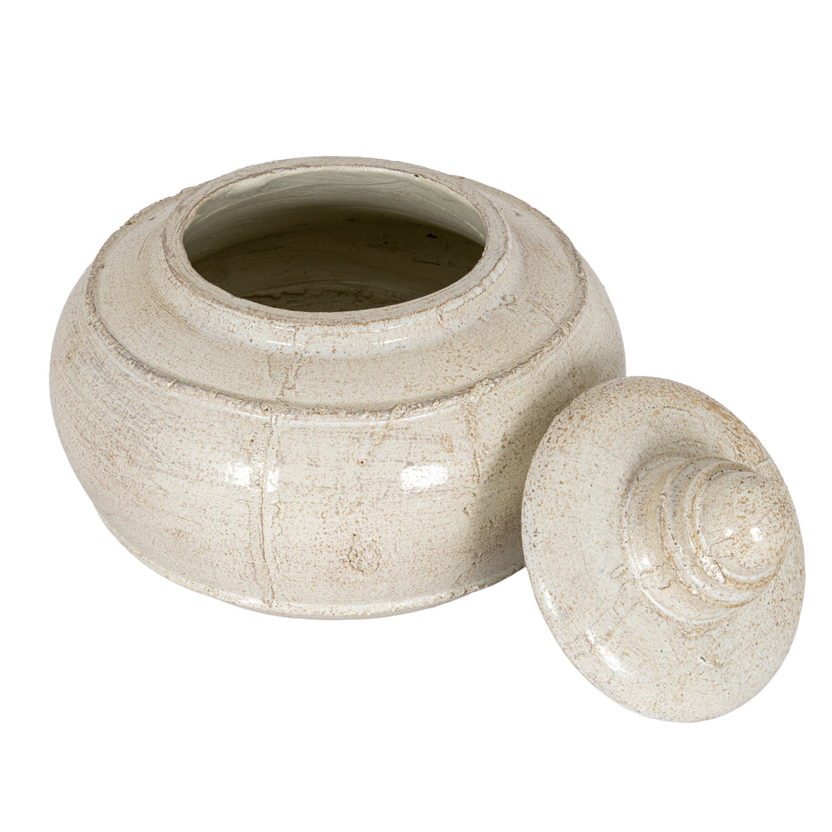 Tarn Collection Medium Pot With Lid - WHITE