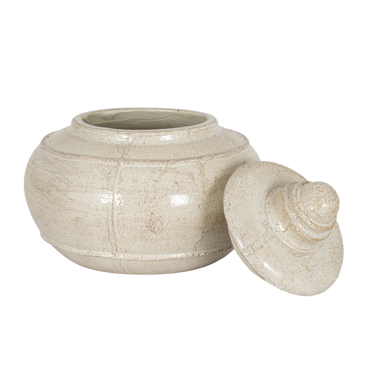 Tarn Collection Medium Pot With Lid - WHITE