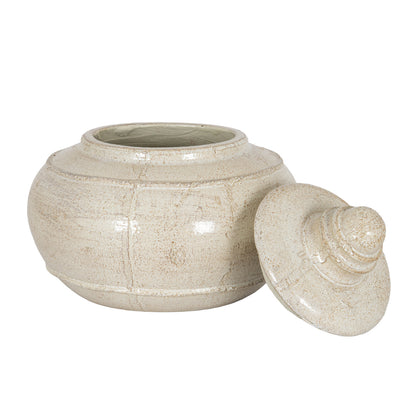 Tarn Collection Medium Pot With Lid - WHITE