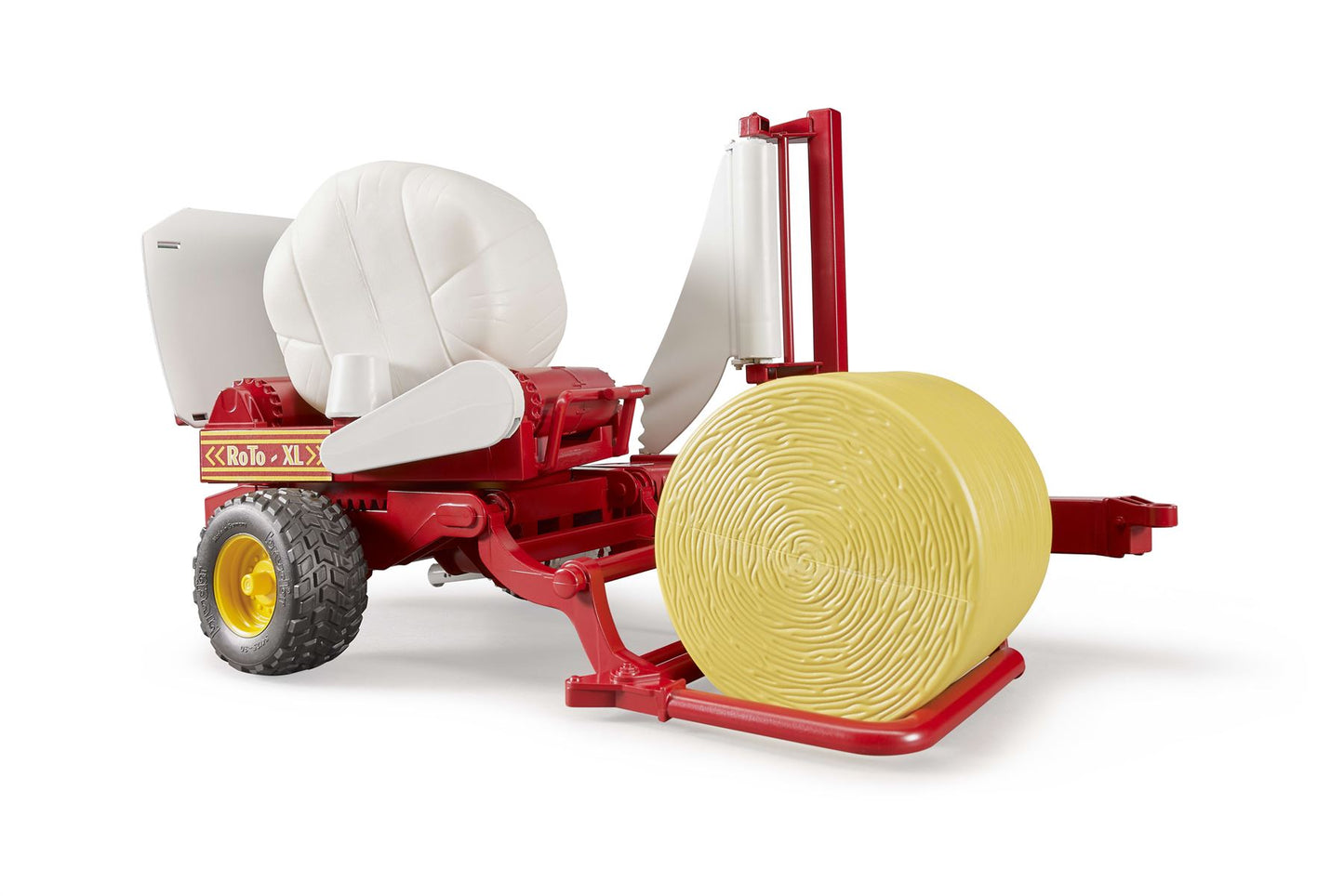 Bale wrapper with ochre and white round bales