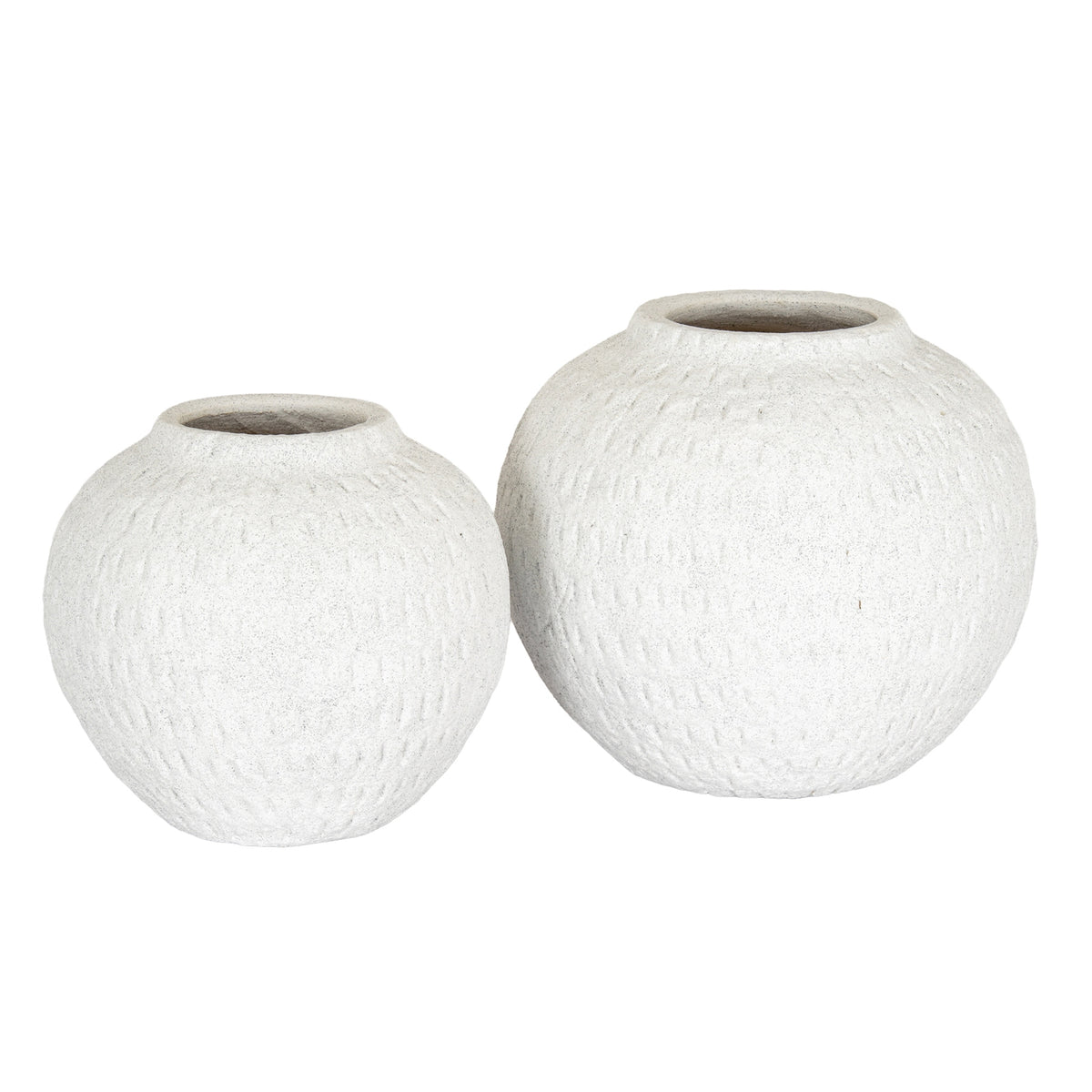 Ashen Medium Round Vase - WHITE