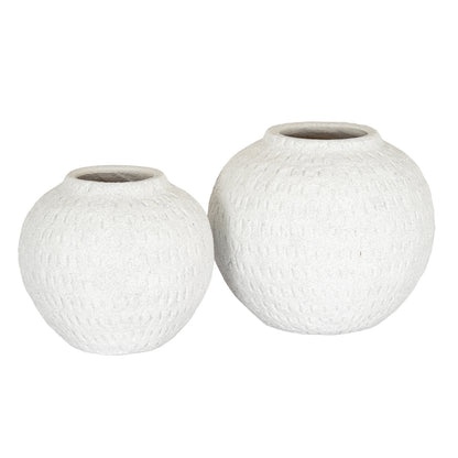 Ashen Medium Round Vase - WHITE