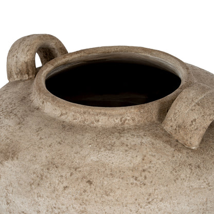 Terra Large Urn Vase With Handles - BROWN