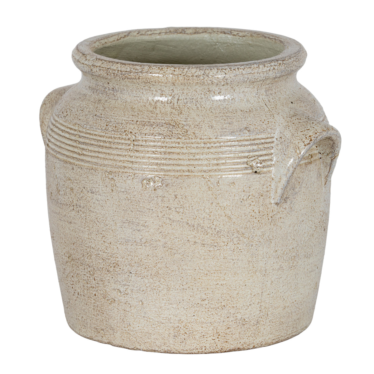 Tarn Collection Large Pot With Handles - WHITE