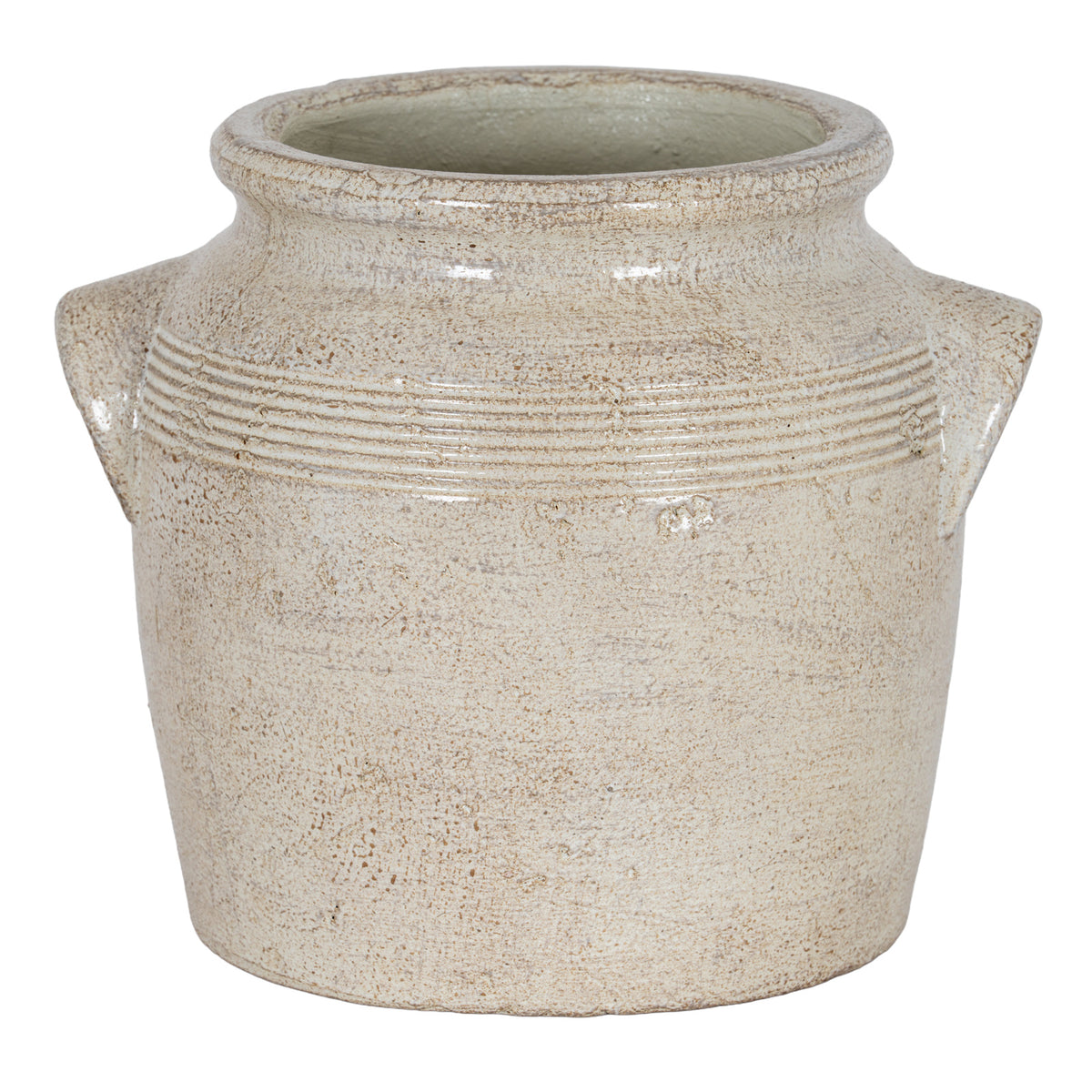 Tarn Collection Large Pot With Handles - WHITE