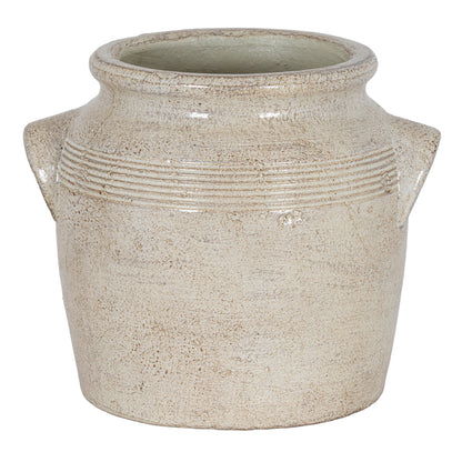 Tarn Collection Large Pot With Handles - WHITE