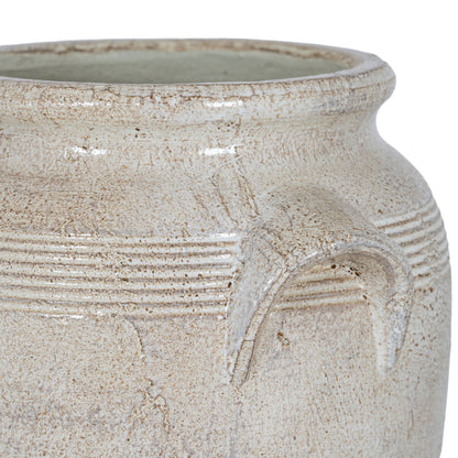 Tarn Collection Large Pot With Handles - WHITE