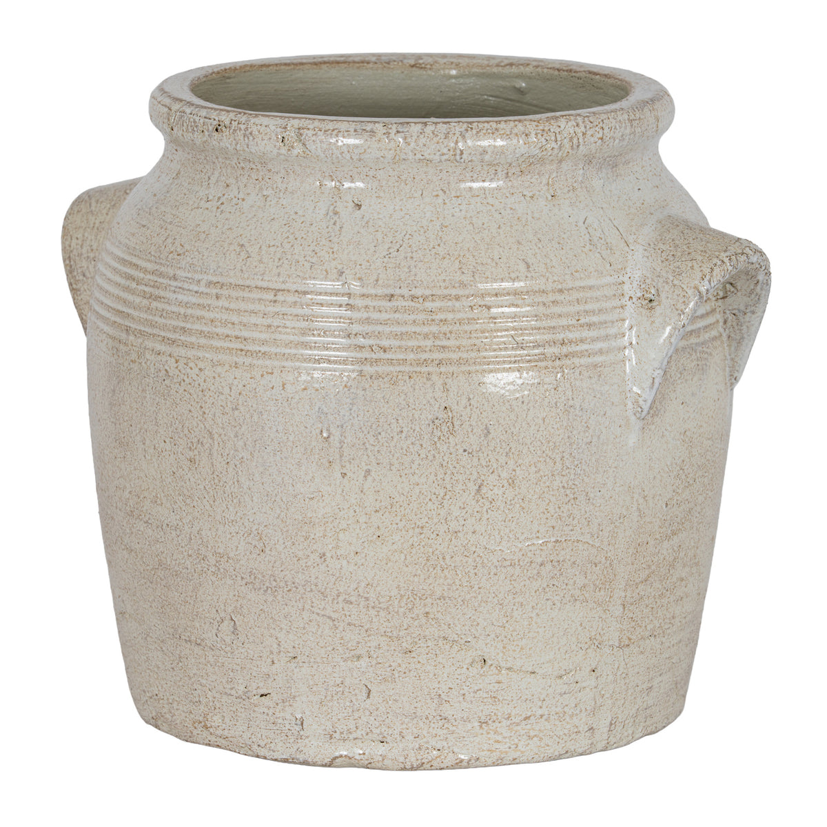Tarn Collection Medium Pot With Handles - WHITE