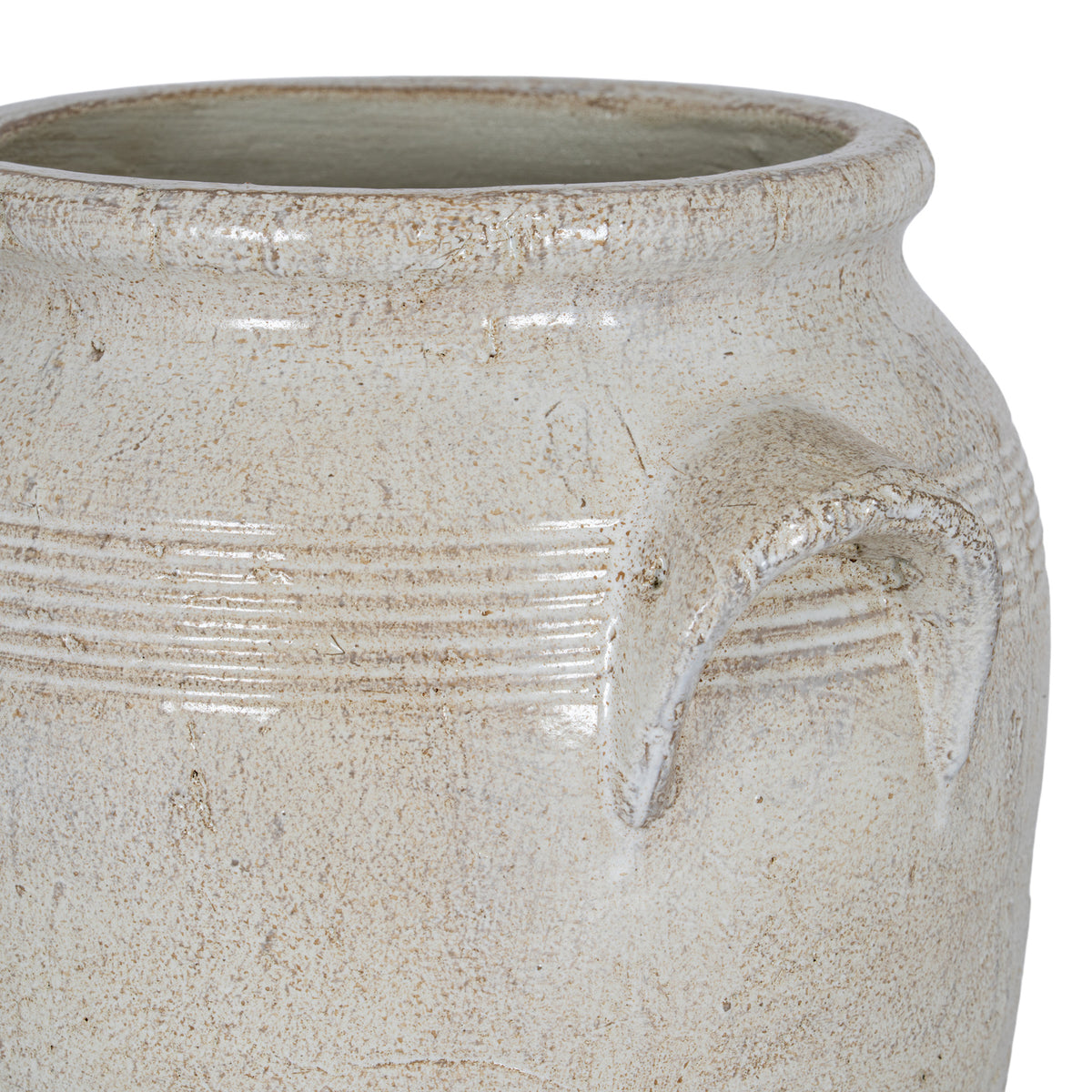 Tarn Collection Medium Pot With Handles - WHITE