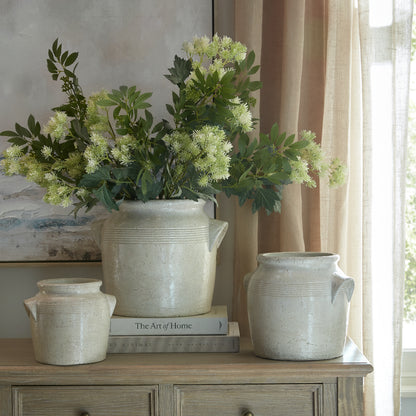 Tarn Collection Medium Pot With Handles - WHITE
