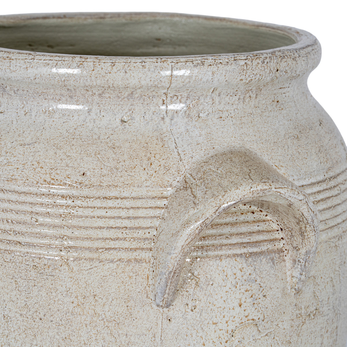 Tarn Collection Small Pot With Handles - WHITE