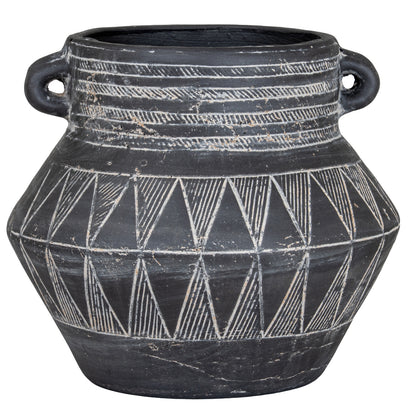 Etched Collection Tall Pot With Handle - BLACK