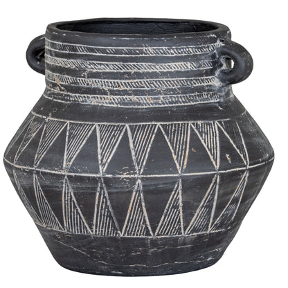 Etched Collection Tall Pot With Handle - BLACK