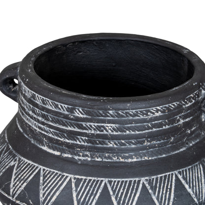 Etched Collection Pot With Handle - BLACK