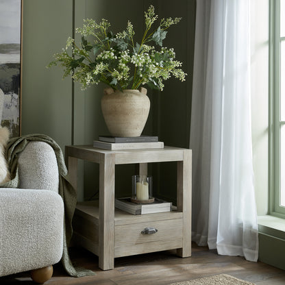 Haldon Collection 1 Drawer Side Table With Shelf - BROWN