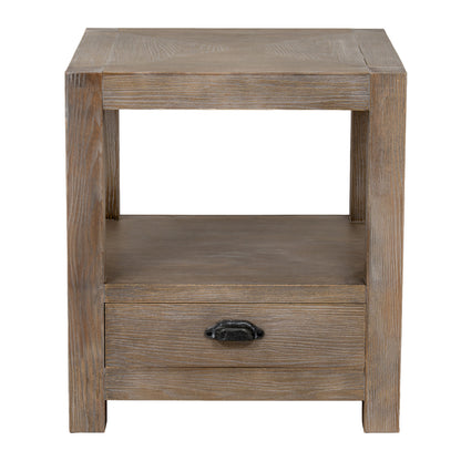 Haldon Collection 1 Drawer Side Table With Shelf - BROWN