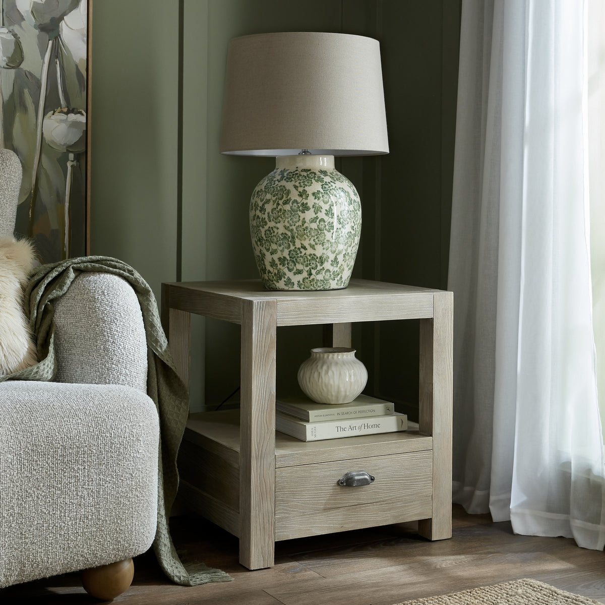 Haldon Collection 1 Drawer Side Table With Shelf - BROWN