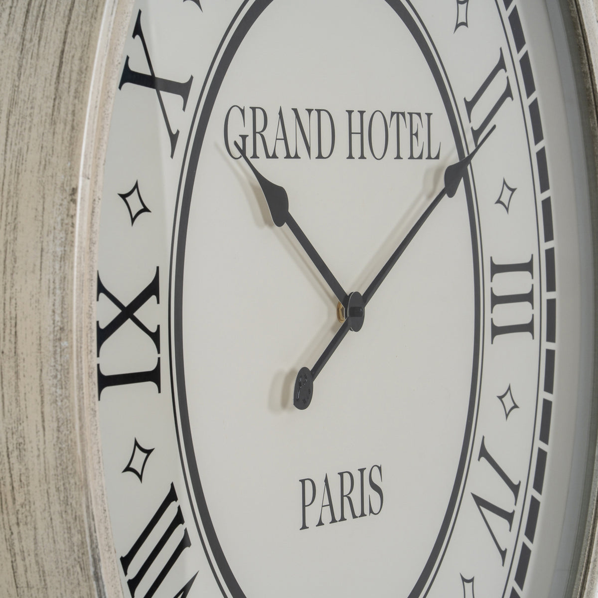 Hotel Paris Large Grey Clock With Glass - WHITE