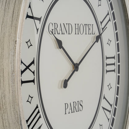 Hotel Paris Large Grey Clock With Glass - WHITE